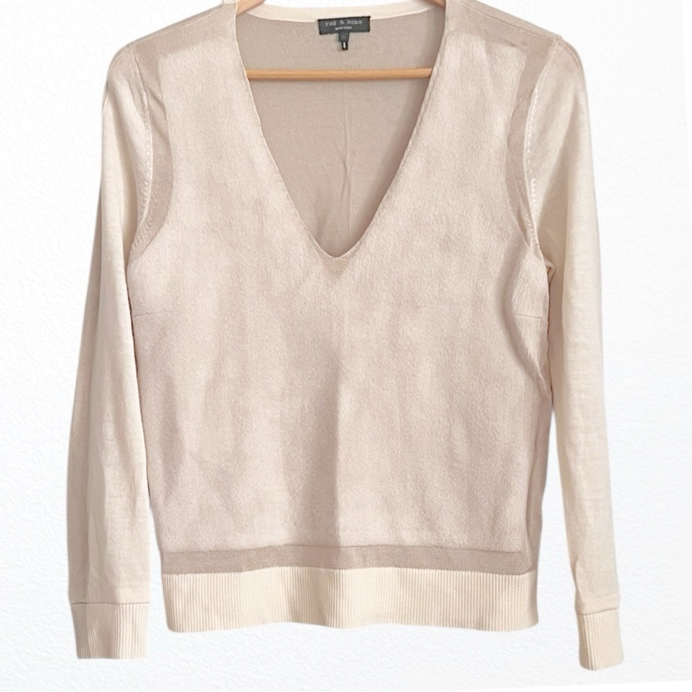 Silky Rag & Bone Wool Blend Pullover Sweater light Beige SZ M